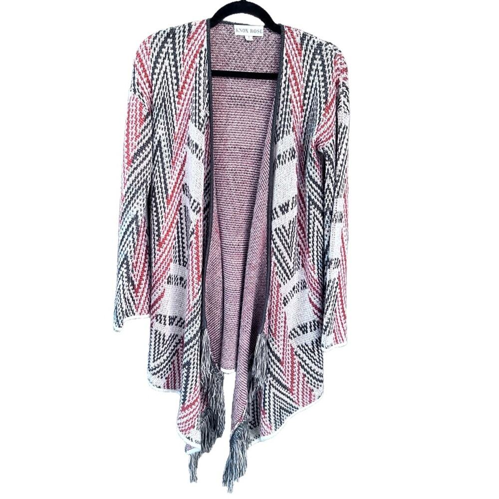 Knox Rose Aztec Small Waterfall Lagenlook Cardigan Sweater Shawl Boho Tribal